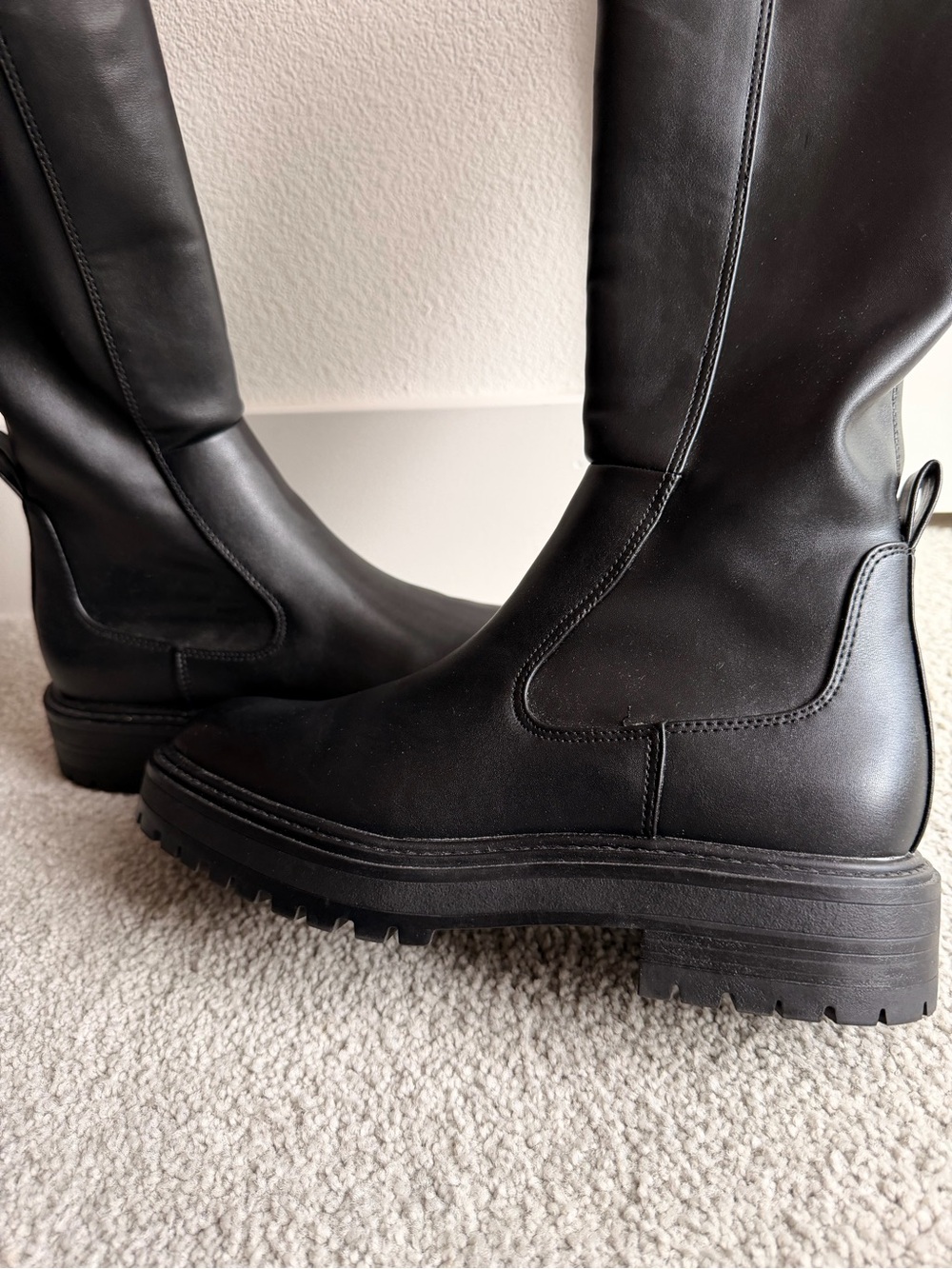 ZARA Black Knee High Lug Sole Boots (EUR 37) - Picture 4 of 7